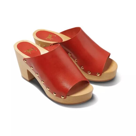 NEW BEEK BEEK Made In Brazil Leather Peacock Heels in red  925 7t3 - Picture 3 of 10